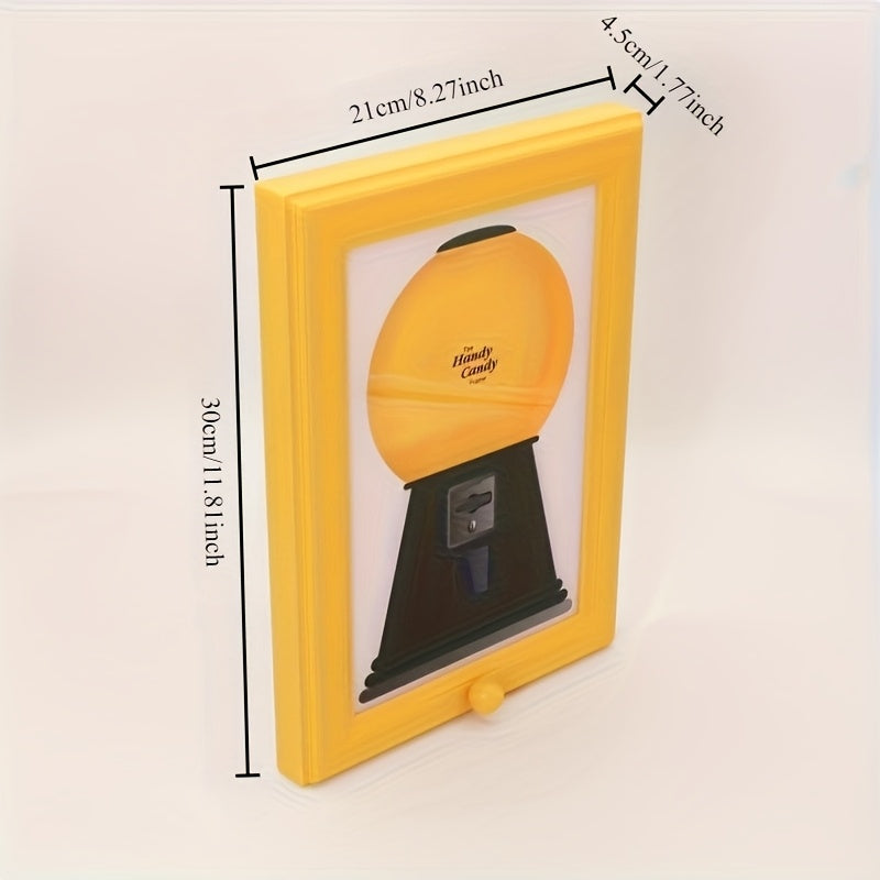 A Square Photo Frame Designed To Be Mounted On The Wall, Featuring A Candy Dispenser, Ideal For Displaying Pictures While Allowing Easy Access To Candies, Nuts, And Pet Treats.