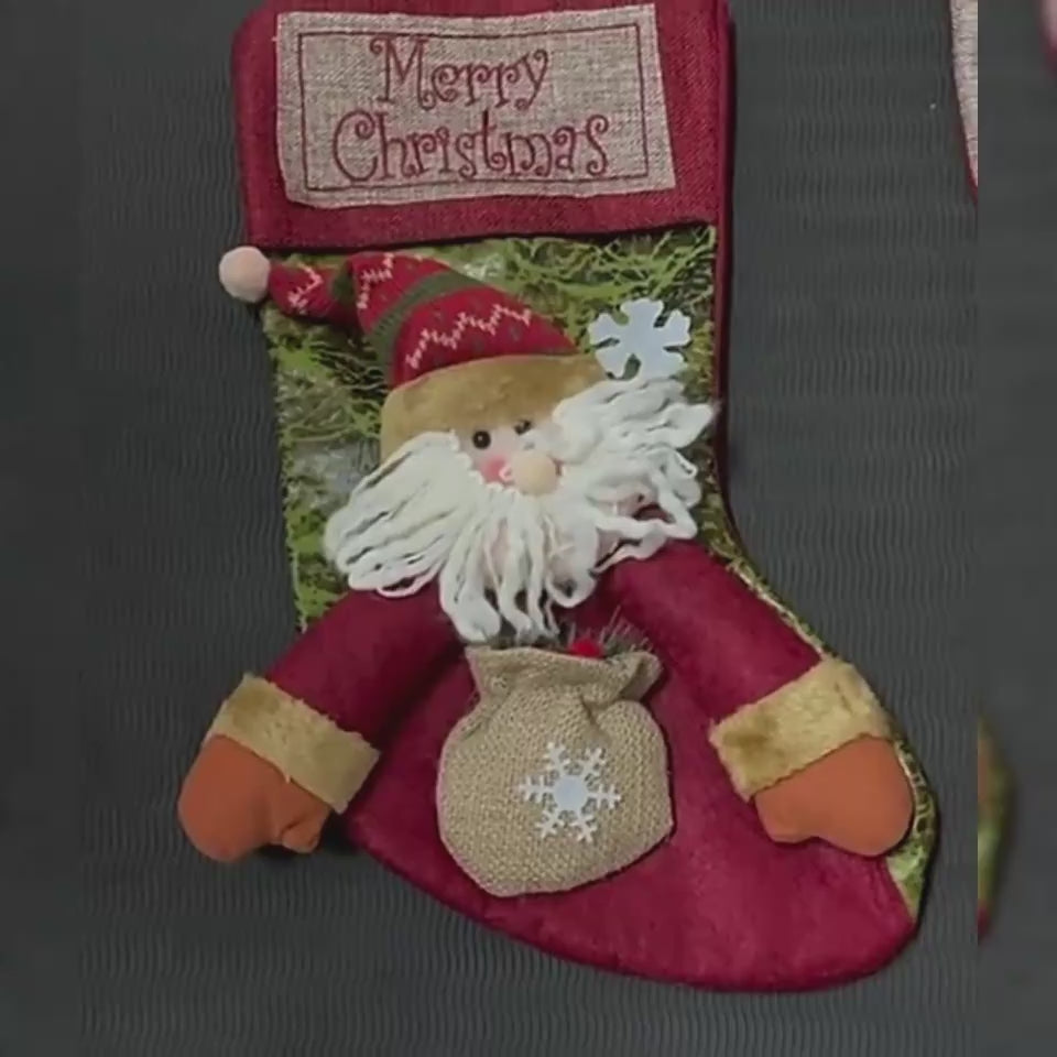 Christmas Stocking Socks Snowman Santa Elk Xmas Fireplace Xmas Tree Ornaments New Year Candy Bag Gift Christmas Decor