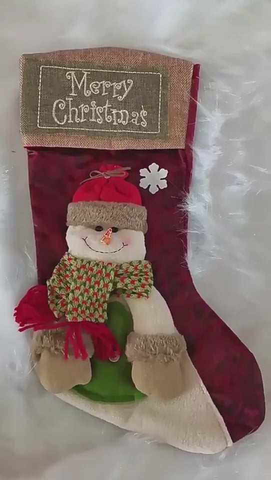 Christmas Stocking Socks Snowman Santa Elk Xmas Fireplace Xmas Tree Ornaments New Year Candy Bag Gift Christmas Decor