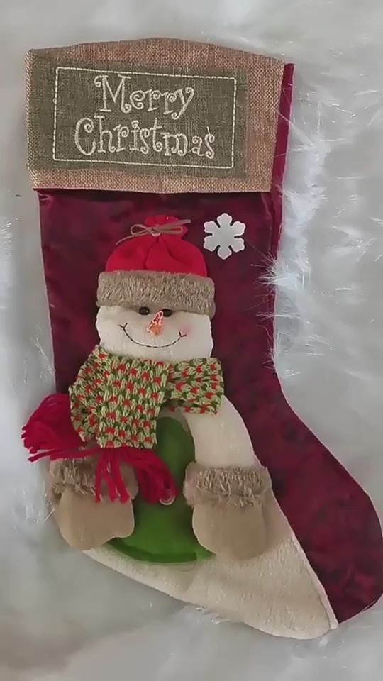 Christmas Stocking Socks Snowman Santa Elk Xmas Fireplace Xmas Tree Ornaments New Year Candy Bag Gift Christmas Decor